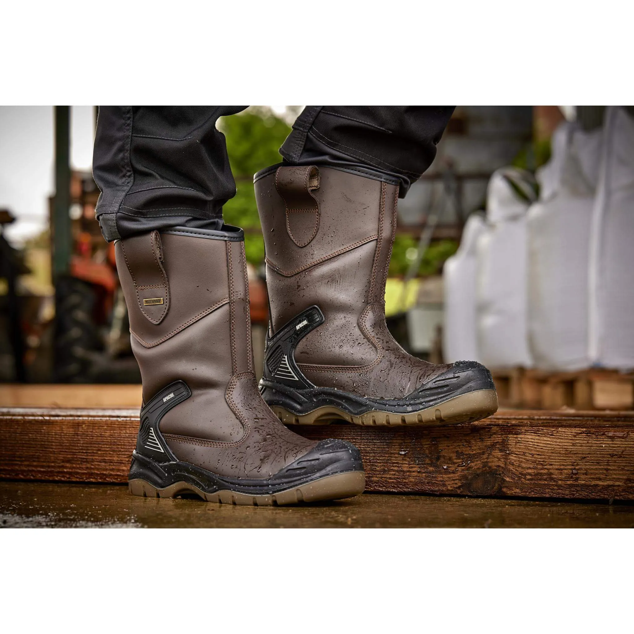 Apache AP305 Brown Waterproof Safety Rigger Boots - Sale