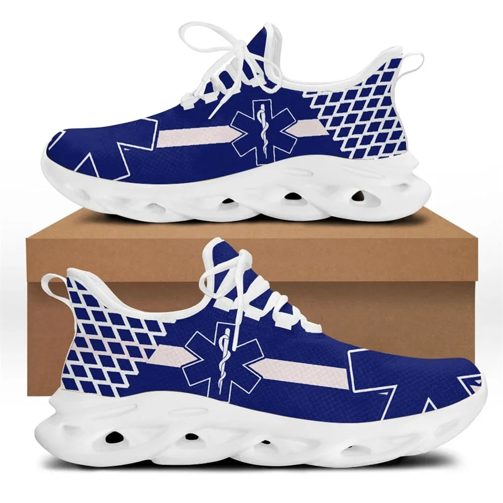 Paramedic EMT EMS Pattern Women Platform Sneakers Breathable Lace up Flat Shoes for Ladies Light Comfort Zapatos