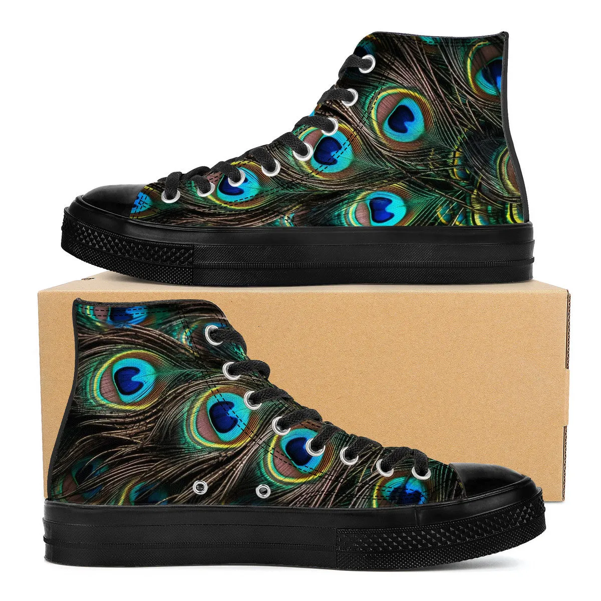 Peacock High Top Canvas Shoes - Black