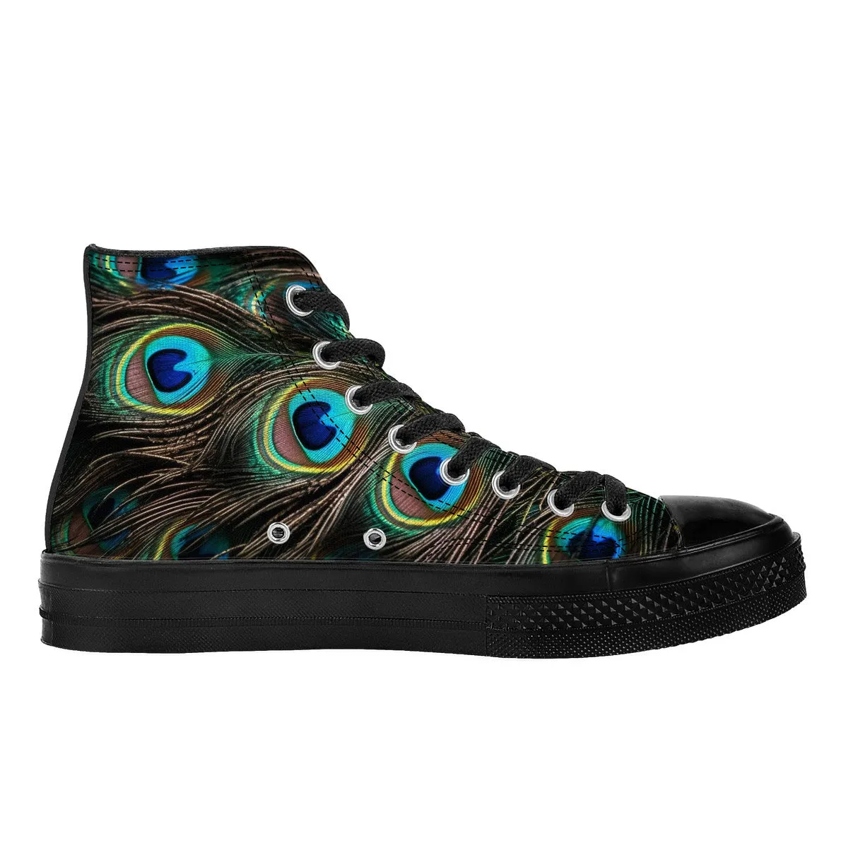 Peacock High Top Canvas Shoes - Black