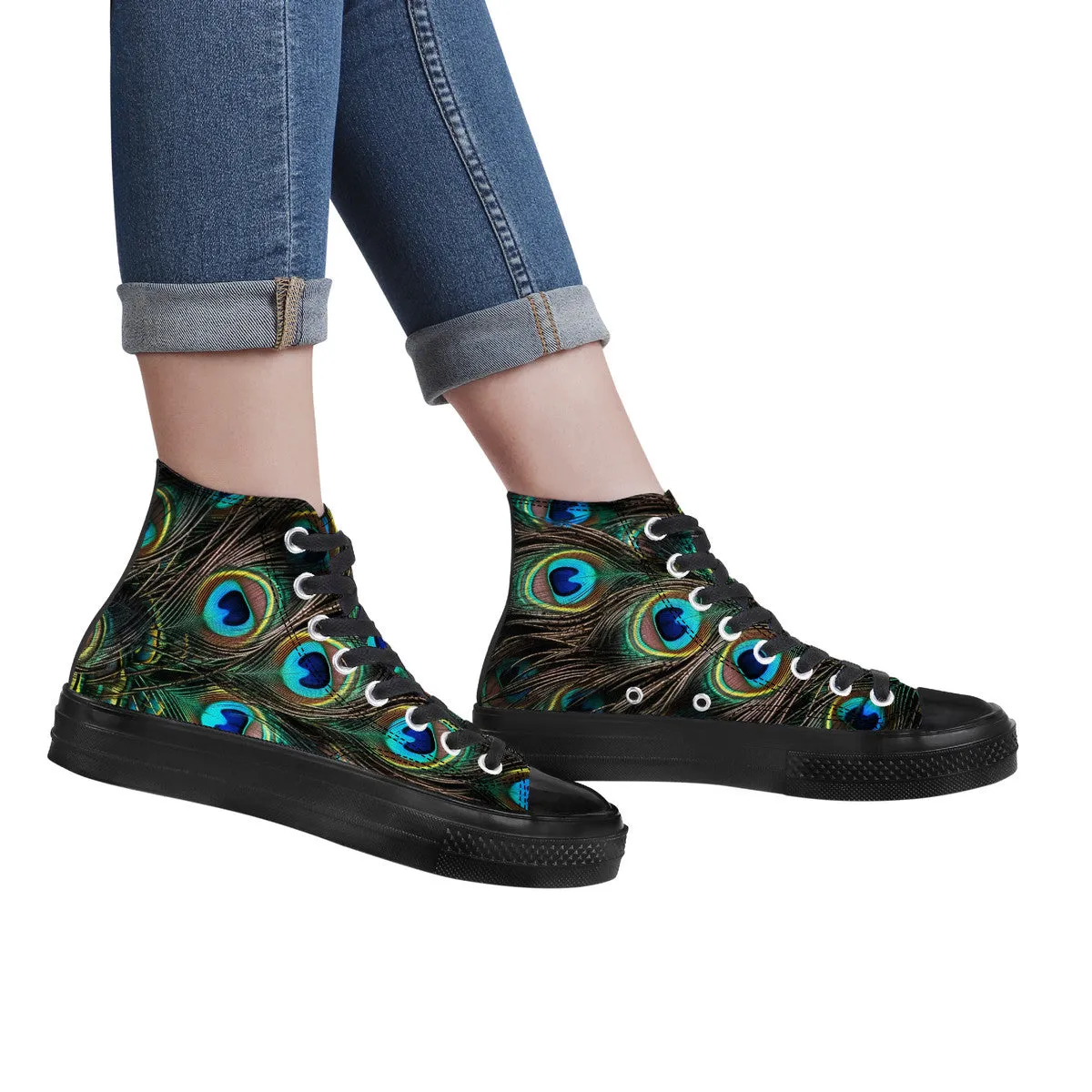 Peacock High Top Canvas Shoes - Black
