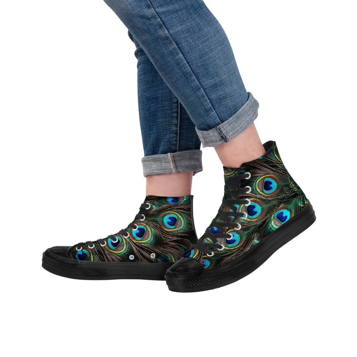 Peacock High Top Canvas Shoes - Black