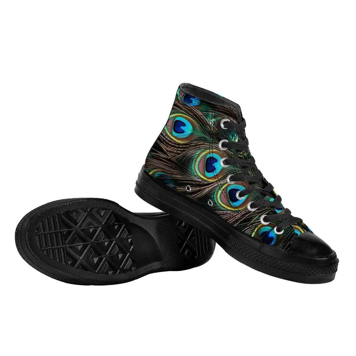 Peacock High Top Canvas Shoes - Black