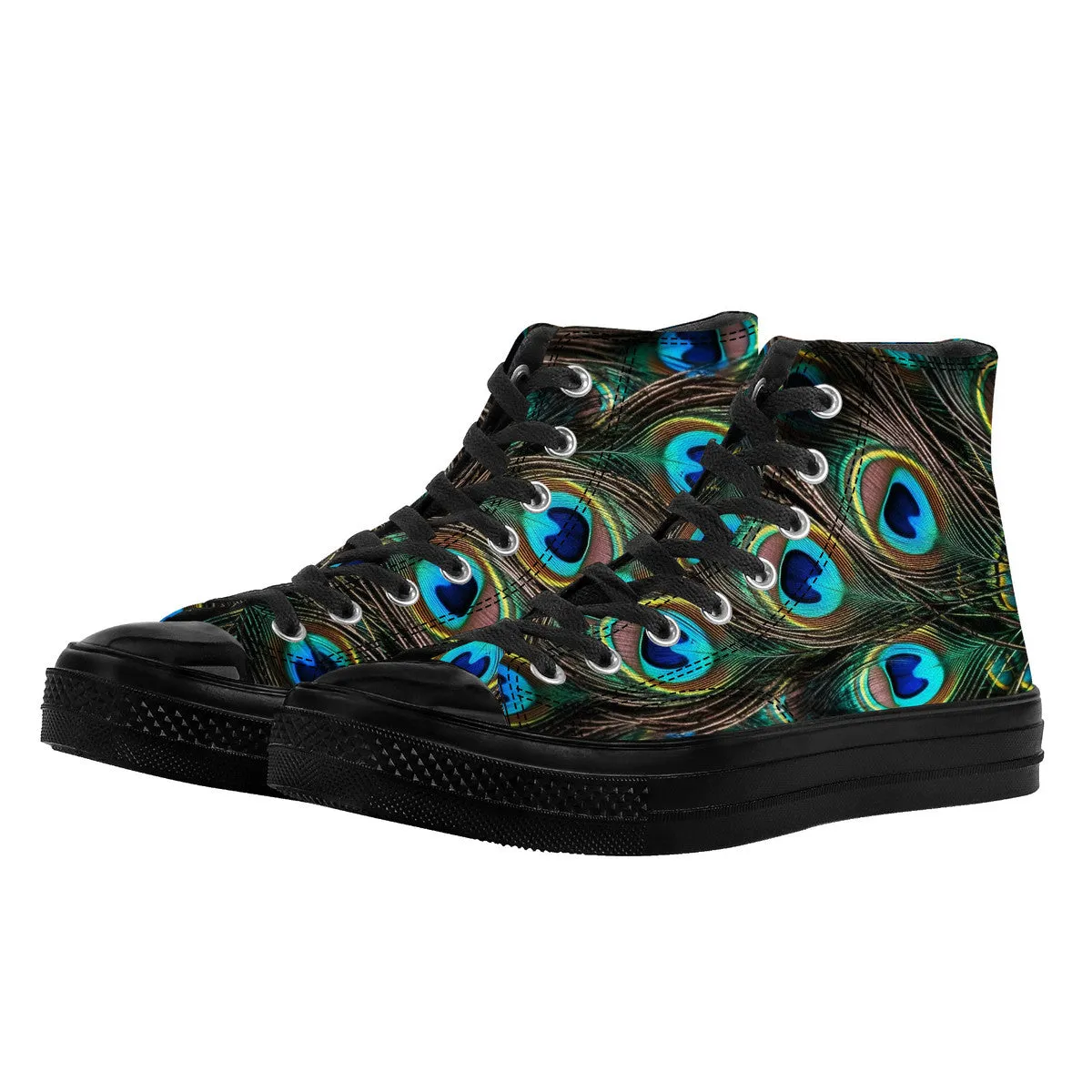 Peacock High Top Canvas Shoes - Black