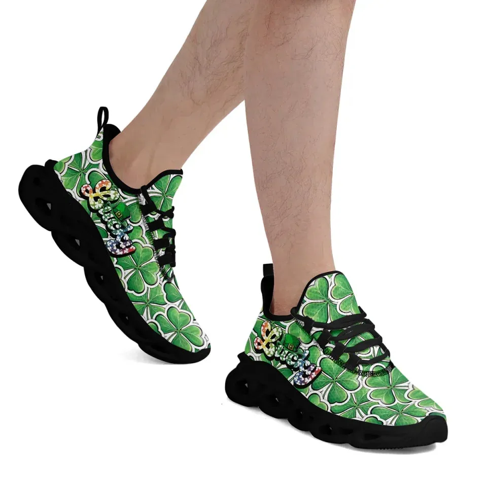 Personalized Unique Green and White Holiday Shoes, Custom Irish Spirit Sneakers, Stylish Unisex Shoes